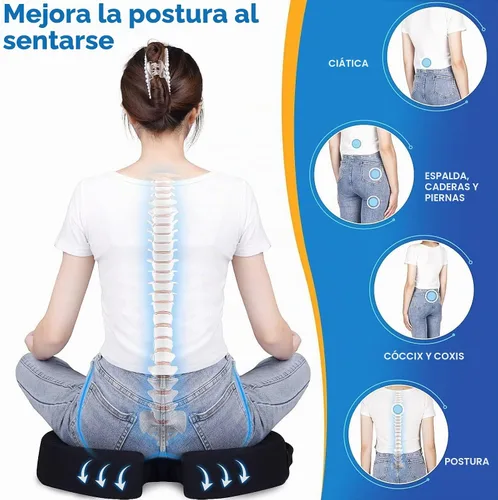 Vista 8 de Cojín de asiento para silla de oficina de espuma viscoelástica antideslizante, cojín de escritorio para la espalda, coxis, ciática, alivio del dolor