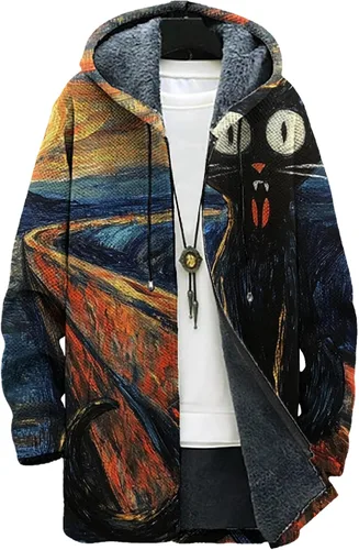 Vista 14 de Mens Hooded Cardigan Japanese Art Zip Up Long Sleeve Sweater Hoodie Dragon Print Coat with Pockets