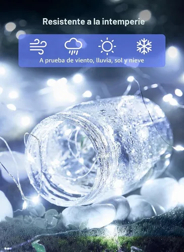 Vista 2 de Minetom Guirnalda de luces parpadeantes enchufables, 100 luces LED USB de Blanco puro