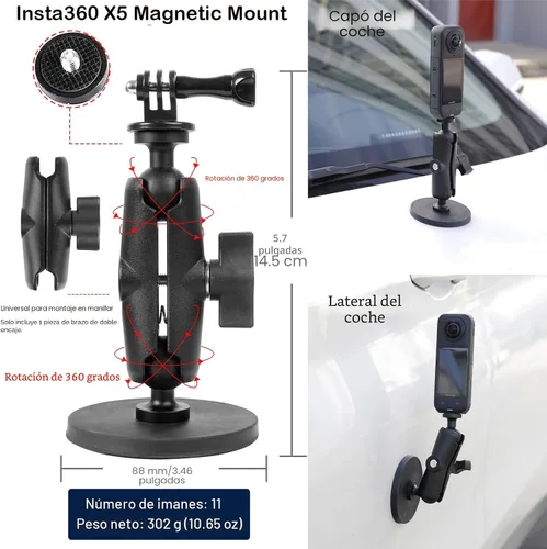Vista 4 de PellKing Kit de accesorios para Insta360 X5, incluye funda de transporte con cinturón, trípode para selfie stick de 53.1 in, abrazadera de manillar