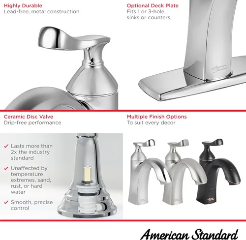 Vista 3 de American Standard 7413101.295 Chatfield - Grifo de baño con un solo agujero, 1.2 GPM, níquel cepillado