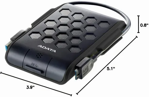 Vista 4 de ADATA HD720 2TB USB 3.0 Impermeable/a prueba de polvo/resistente a los golpes, disco duro externo, negro (AHD720-2TU3-CBK)