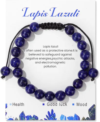 Vista 29 de Pulsera de cristal curativo para mujer de 0.315 in, pulsera de cuentas de cristal natural ajustable hecha a mano, joyería curativa, regalo