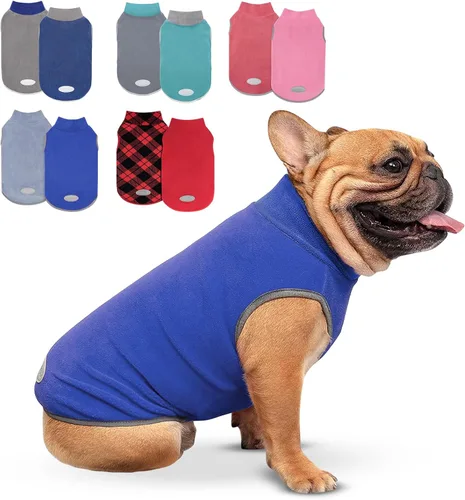 Vista 10 de cyeollo Paquete de 2 suéteres de forro polar para perro, chaleco cálido reflectante para perro, abrigo elástico para perro, chaqueta de invierno