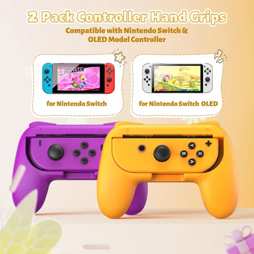 Vista 4 de FASTSNAIL Grips Compatible with Nintendo Switch for Joy Con & OLED Model for Joycon, Wear-resistant Handle Kit Compatible with Joy Cons Controllers