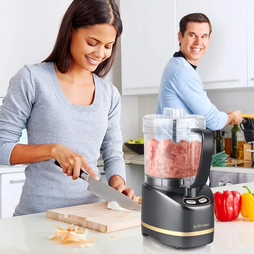 Vista 9 de La Reveuse Batidora retro de 300 W + picadora de alimentos pequeña La Reveuse de 2 tazas