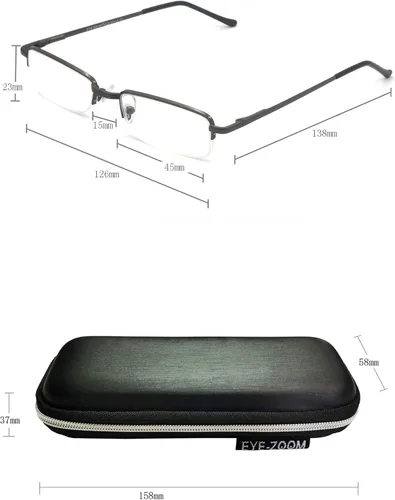 Vista 5 de Paquete de 2 lentes de lectura rectangulares de metal con media montura con estuche para hombres y mujeres