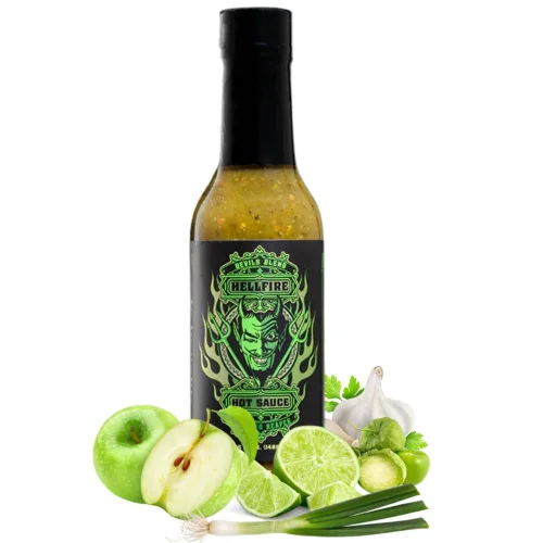 Vista 12 de Hellfire Hot Sauce Devil's Blend - Paquete de regalo de salsa picante gourmet con 4 sabores picantes (cuatro botellas de 5 onzas)
