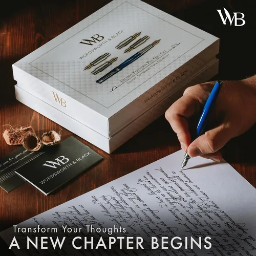 Vista 3 de Wordsworth & Black Luxury Fountain Pen Set for Writing, 6 Nibs, Blue Cromo azul