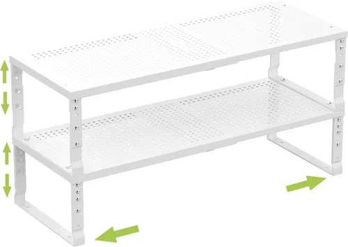 Vista 9 de Jojocross Organizador de especias apilable expandible para armario de cocina, estante de mostrador ajustable, encimera, despensa, armario, baño