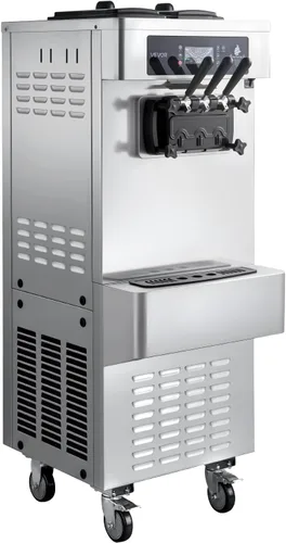 Vista 9 de VEVOR Máquina de helados comercial, 20-28L/H de rendimiento 2200 W, máquina de helado suave independiente con 3 sabores, 2 tolvas de 6 L, bomba