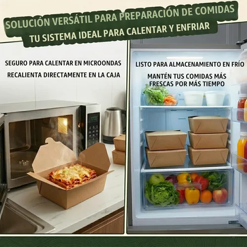 Vista 2 de Kaderron 80 piezas 26 oz (780 ml) contenedores de comida desechables para llevar, cajas de comida marrón, caja de papel kraft para llevar apta