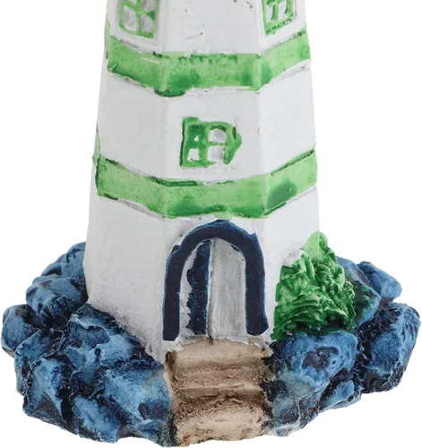Vista 9 de POPETPOP Adorno de faro de acuario, mini faro de resina, micro paisaje para decoración de peceras, océano mar, playa, fiesta, decoración de jardín