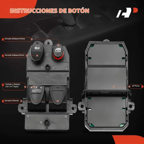 Vista 4 de A-Premium Master - Interruptor eléctrico de ventana compatible con Honda Civic 2006-2011 Coupe, 16 pines, lado delantero izquierdo del conductor