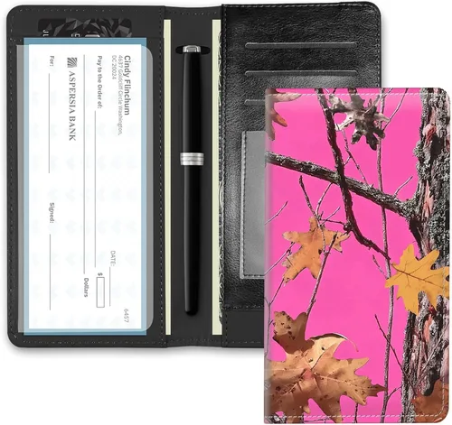 Vista 10 de RFID Blocking Checkbook Cover for Women & Men, Premium PU Leather Print Wallet for Duplicate Checks, Slim Organizer with Pen Holder, Credit Card