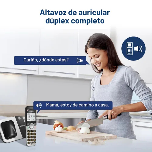 Vista 3 de VTech Teléfono inalámbrico con pantalla grande y botones grandes, DECT 6.0 con identificador de llamadas/llamada en espera, altavoz dúplex completo