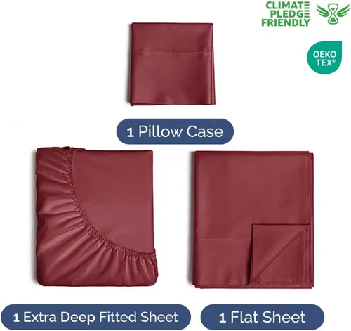 Vista 499 de Extra Deep Twin XL Sheet Set - 3 Piece College Dorm Room - White 01-Blanco