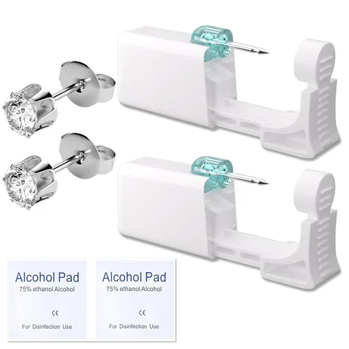 Vista 19 de Kit de perforación de orejas YINPAD - Pistola de perforación desechable cargada previamente con clavos de diferentes estilos de 5MM, kit