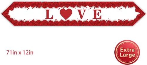 Vista 2 de Crazy Man Camino de mesa y fundas de corazón rojo para el día de San Valentín
