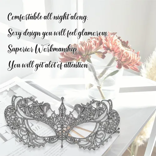 Vista 7 de Masquerade Mask For Women Lace Masquerade Masks for Masquerade Party, Proms, Venetian Party, Mardi Gras, Halloween & Cosplay