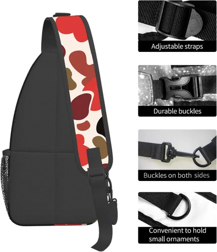 Vista 5 de Mochila bandolera, bolso de hombro de camuflaje de tiburón, bolso cruzado unisex, adecuado para viajes al aire libre, senderismo, senderismo