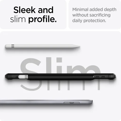 Vista 8 de Spigen Funda para iPad 10.2, iPad de 9ª/8ª/7ª generación (2021/2020/2019), Ultra Hybrid Pro con parte trasera transparente y soporte para lápices