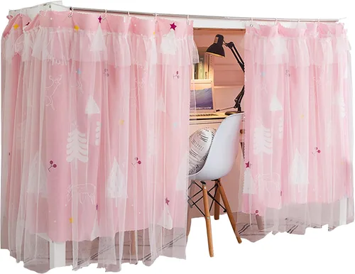 Vista 13 de Cortinas de gasa bonitas genéricas para litera con dosel de cama con encaje, 2 paneles, aguacate