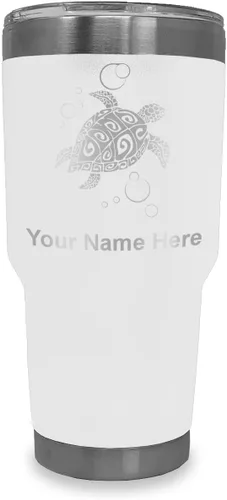 Vista 18 de LaserGram Vaso aislado al vacío de 20 onzas, tortuga marina hawaiana, grabado personalizado incluido (morado claro)