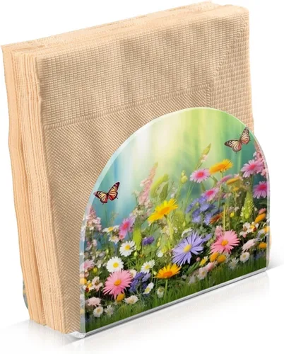 Vista 2 de Servilletero de mariposa de primavera para mesas, servilleteros de acrílico transparente para servilleteros de cóctel para cocina, restaurante, bar