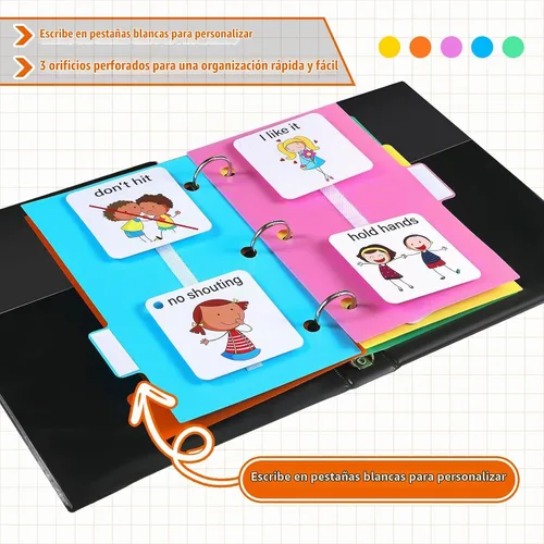 Vista 7 de Ctosree 246 piezas libro de comunicación pequeñas herramientas visuales Incluye 3 separadores de carpetas de anillos, 100 etiquetas adhesivas, 5