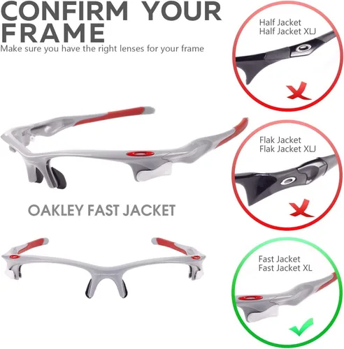 Vista 5 de Walleva Lentes de repuesto y kit de goma para lentes de sol Oakley Fast Jacket - Múltiples opciones