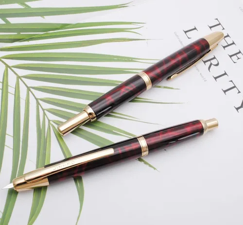 Vista 8 de JINHAO 10 Press Pluma estilográfica retráctil de metal con convertidor de tinta (punta EF 0.38mm, color rojo ágata)