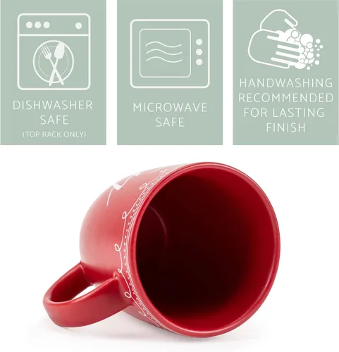 Vista 4 de Elanze Designs Joy Raw Clay Bottom Roja Taza de Café de Cerámica Navideña de 16 Onzas
