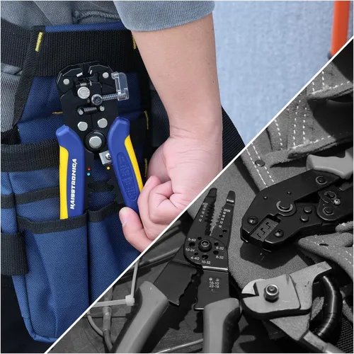 Vista 5 de haisstronica - Pelacables autoajustable 3 en 1, herramienta AWG 24-10 Alloy Steel Blades, Adjustable Strip Length, Solid and Stranded Conductors