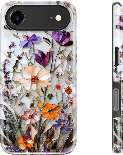 Vista 92 de bemal Funda para iPhone 12 Mini, estética, vintage, floreciente, peonía, concha, femenina, compatible con MagSafe, moderna, única, moderna, moderna