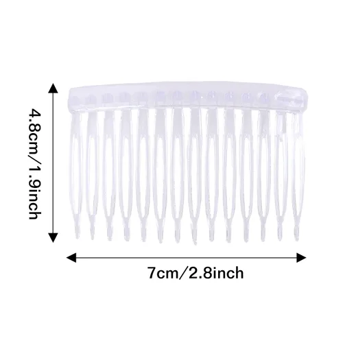 Vista 6 de Cinaci Paquete de 30 peines laterales pequeños de plástico blanco transparente con 14 dientes, pinzas finas y finas para el cabello, accesorios