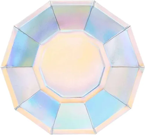 Vista 7 de Efavormart - Paquete de 25 platos de papel decagonal iridiscentes de 7.5 pulgadas, platos de postre geométricos resistentes de 300 GSM para Tipo 3