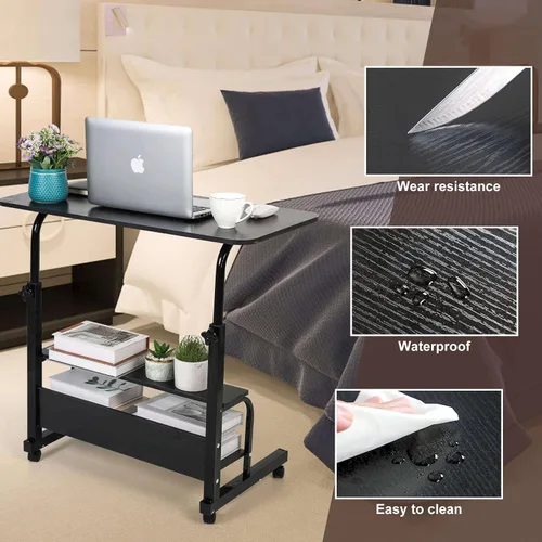 Vista 5 de Escritorio de oficina en casa, mesa ajustable para dormitorio, moderna y pequeña, computadora portátil para sala de estar, sofá, espacios portátiles