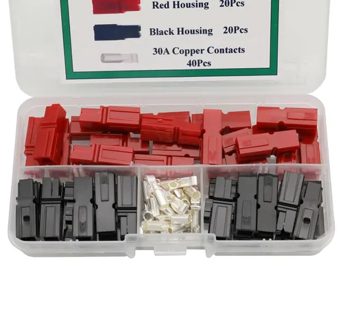 Vista 4 de 20 pares de desconexión rápida 30AMP 600V conector de alimentación Enchufe de batería+terminales rojo negro