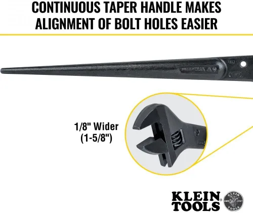 Vista 4 de Klein Tools 3239 - Llave de punta ajustable, 16 pulgadas de longitud, apertura de llave de 1-5/8, se adapta a tuercas y pernos pesados de hasta 1