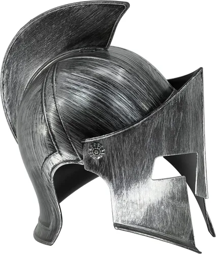 Vista 4 de Accesorio de disfraz de casco de gladiador espartano romano antiguo de plástico para juego de batalla Halloween Cosplay LARP plateado