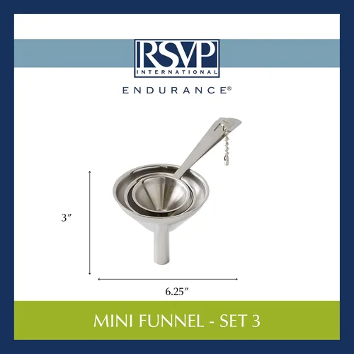 Vista 10 de RSVP International Endurance Collection - Embudo para especias de cocina, acero inoxidable y apto para lavavajillas, mini juego, varios tamaños