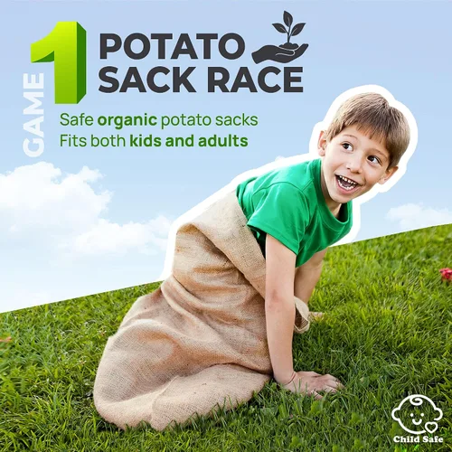 Vista 4 de Shop Square Juegos de campo al aire libre, bolsas de carreras de saco de patatas para niños y adultos, carreras de huevos y cucharas, bandas