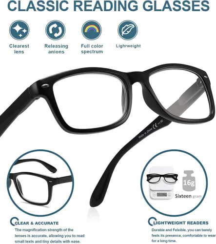 Vista 3 de BLUELESS Gafas de lectura de estilo clásico vintage para mujer y hombre