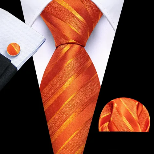 Vista 256 de Barry.Wang Juego de corbatas para hombre, corbata de seda a rayas, tejido a cuadros, gemelos formales, negocios, boda