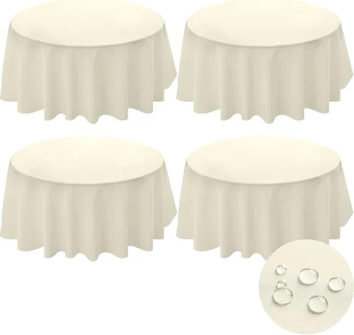 Vista 8 de BYDOLL Mantel redondo de 48 pulgadas para la parte superior de un máximo de 38 pulgadas de diámetro, color beige, lavable, al aire libre, resistente