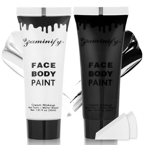 Vista 18 de Kit de pintura corporal a base de agua para Halloween, 1.01 onzas/pieza, pintura corporal a base de agua con esponja para disfraz de payaso