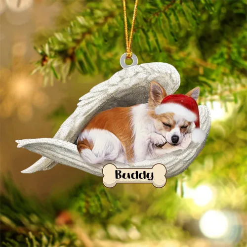 Vista 127 de Afghan Hounds - Adorno de Navidad con alas de ángel durmiente, recuerdo personalizado para perros 2024, adorno de forma acrílica, regalos