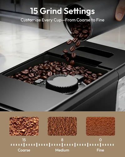 Vista 3 de EUHOMY Máquina automática de café expreso con espumador de leche