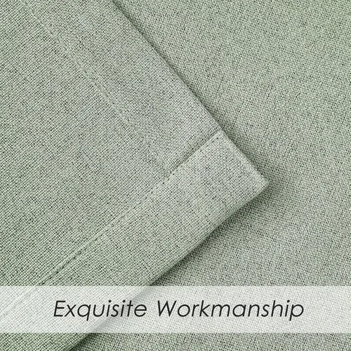 Vista 9 de Melodieux Cortinas opacas de lino verde de 84 pulgadas de largo para dormitorio, sala de estar, arpillera rústica, aislamiento térmico, cortinas